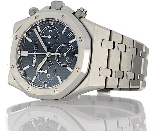 Audemars Piguet Royal Oak-Inspired Watch – Black Dial | Full Stainless Steel with Sapphire Crystal